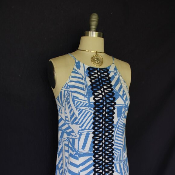 Lilly Pulitzer Annabelle Bay Blue Yacht Sea Rope mod Shift Dress crochet lace - Picture 6 of 9